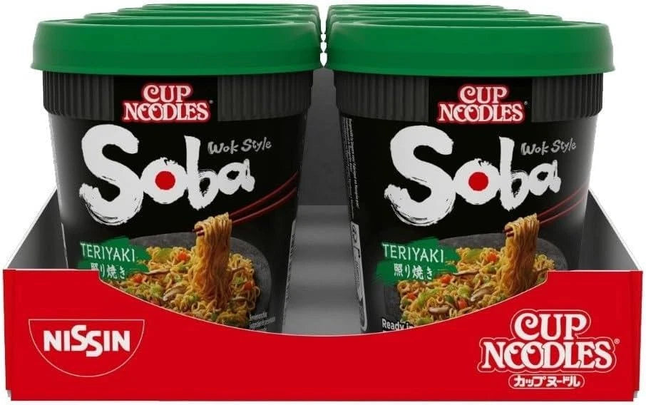 Nissin Soba Teriyaki Instant Wok Style Noodles 90g Pot (Pack of 8)
