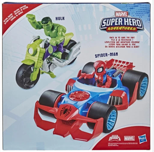 Marvel Super Hero Adventures Set Spider-Man and Hulk Vehicles 2 Pack