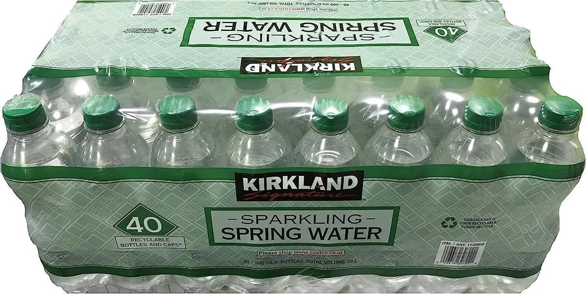 Kirkland Signature Sparking Spring Water Screw Cap Lid Bottles Pack of 40x500ml
