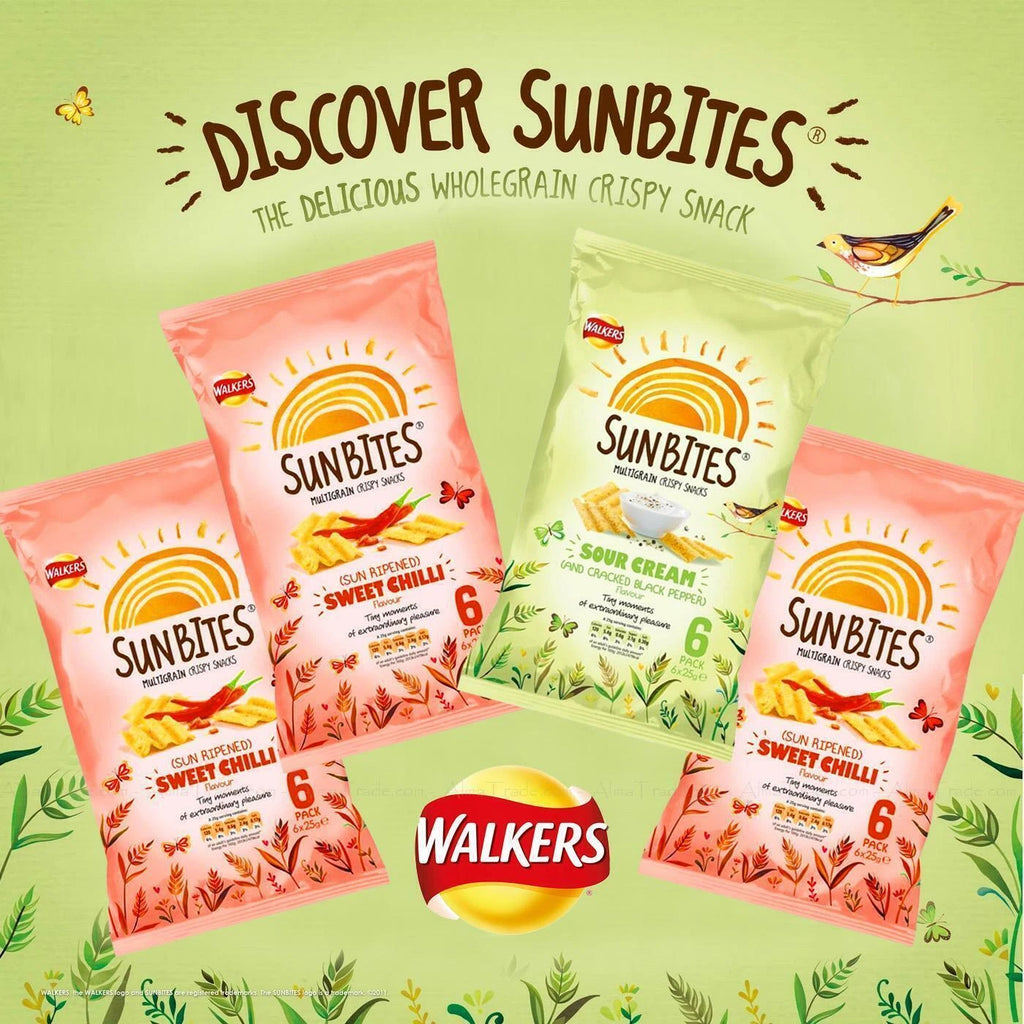 Walkers Sunbites 100% Whole Grain Crisps Sour Cream Sweet Chilli Mix Pack 24x25g