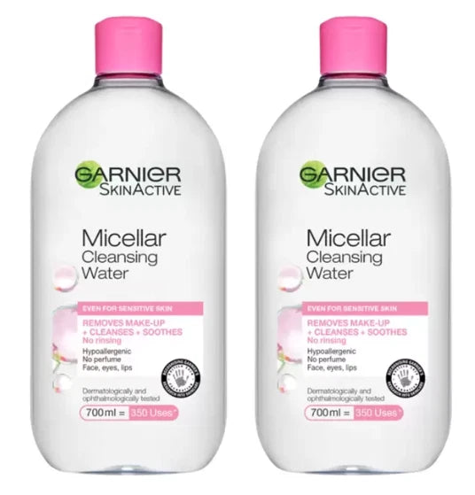 Garnier Micellar Cleansing Water Skin Face Make Up Remover Bottle Pack 2 x 700ml