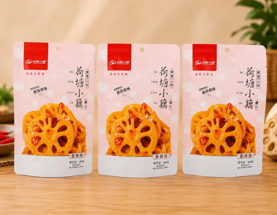 SHI MO XIAO ZHEN Spicy Lotus Root Slices Crispy & Crunchy 3 Pack, 324g