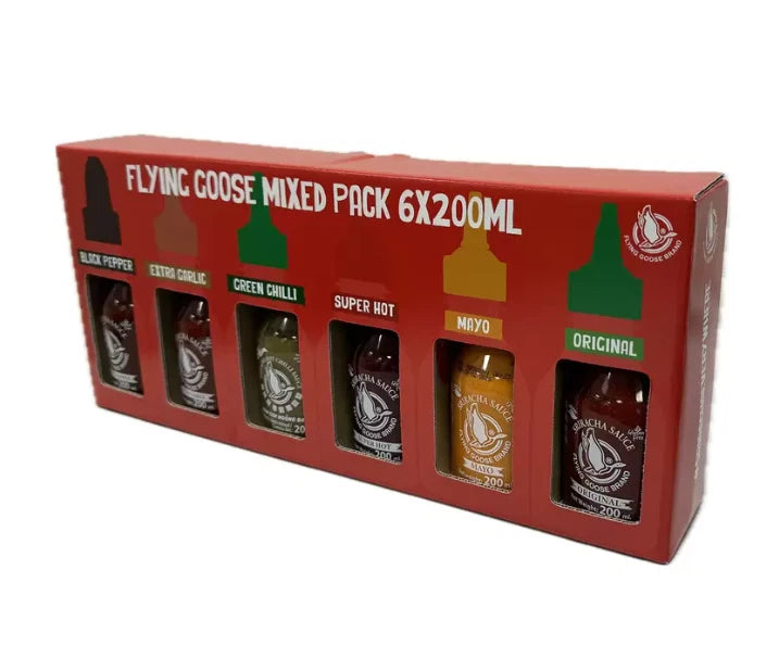 Flying Goose Sriracha Chilli Sauce Selection Mix Flavours Spicy Set Pack 6x200ml