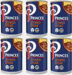 6 x Princes Stewed Steak 392g Can with Beef Steak in a Rich Gravy