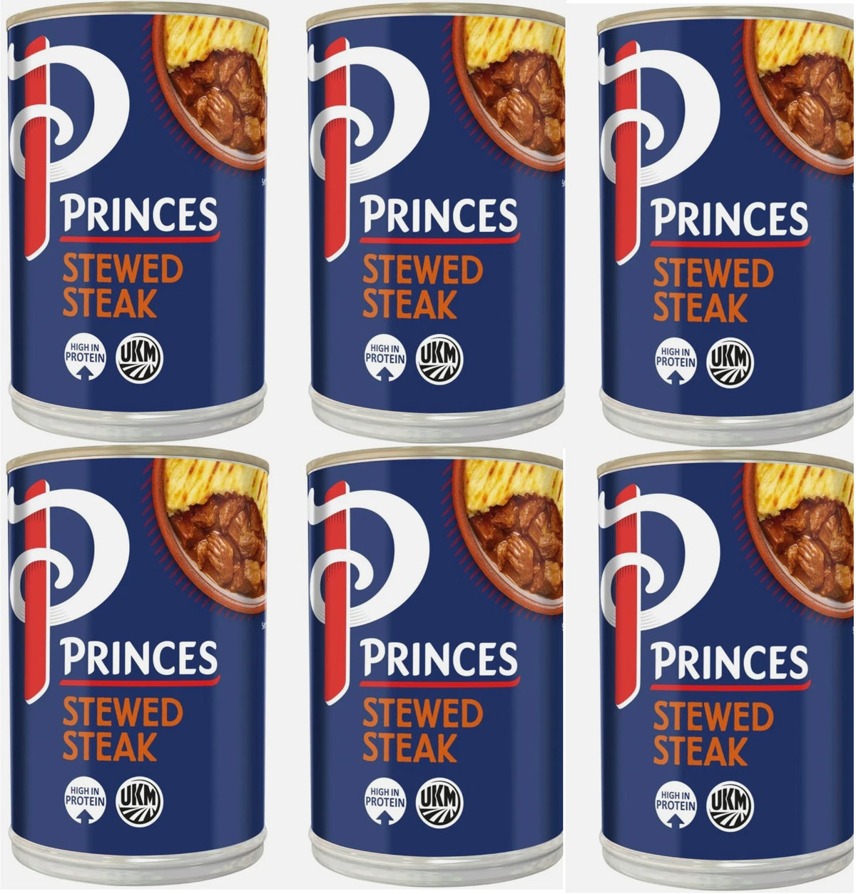 6 x Princes Stewed Steak 392g Can with Beef Steak in a Rich Gravy