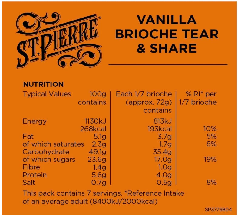 St Pierre Vanilla Brioche Tear & Share 500g