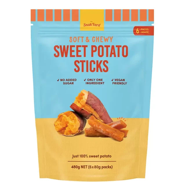 Snack Yard Soft &Chewy Sweet Potato Sticks Vegan Healthy Pack 480g Packets 6x80g
