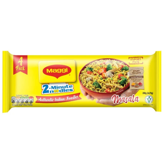 Maggi 2 Minute Authentic Indian Masala Spicy Noodles Multipack 4x70g Pack of 3