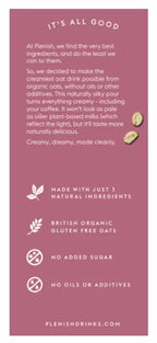 Plenish Organic Unsweetened Oat Milk 1L (Pack of 8)