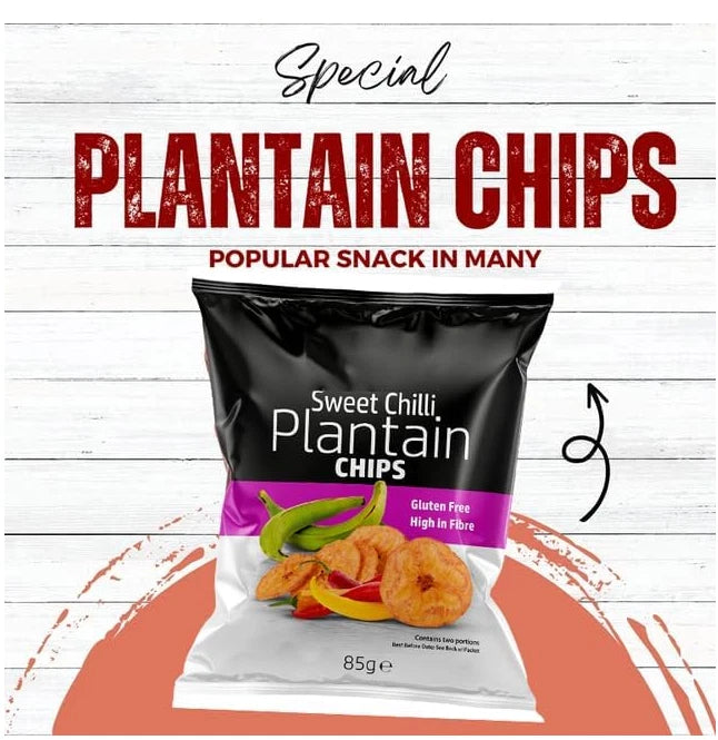 Grace Salted Sweet Chilli Plantain Chips 85g x 9 Gluten Free, Vegan
