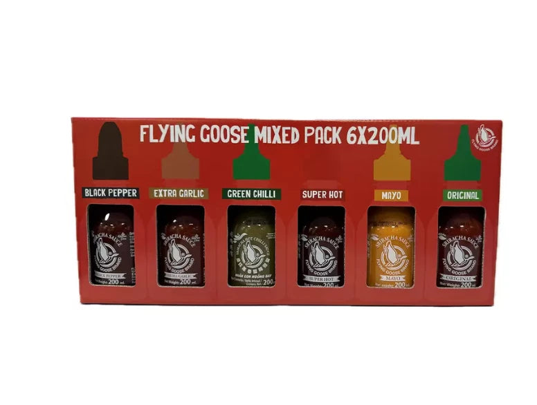 Flying Goose Sriracha Chilli Sauce Selection Mix Flavours Spicy Set Pack 6x200ml