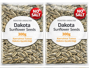 Bodrum Dakota Roasted Unsalted (No Salt) Sunflower Seeds, No Salt 300g Pack of 2