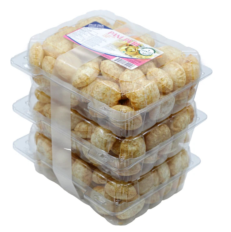 Frontier Bakery Pani Puri Semolia Puffs Golgappa Puchka Sooji Snack Pack 3x200g