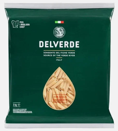 Delverde Penne Italian Durum Wheat Semolina Pasta Verde River Italy -Pack of 3kg
