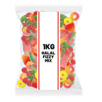 Halal Fizzy Mix Sweets, 1kg Bag, Assorted Sour and Fruity Gummies