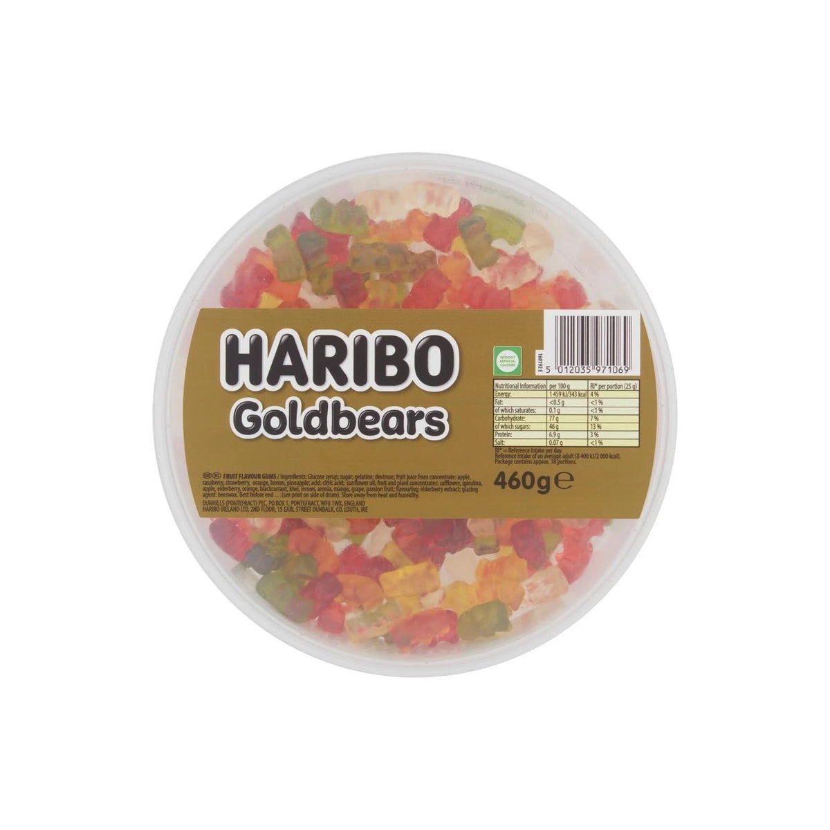 HARIBO Goldbears Jelly Fruit Flavour Sweets Tub 460g