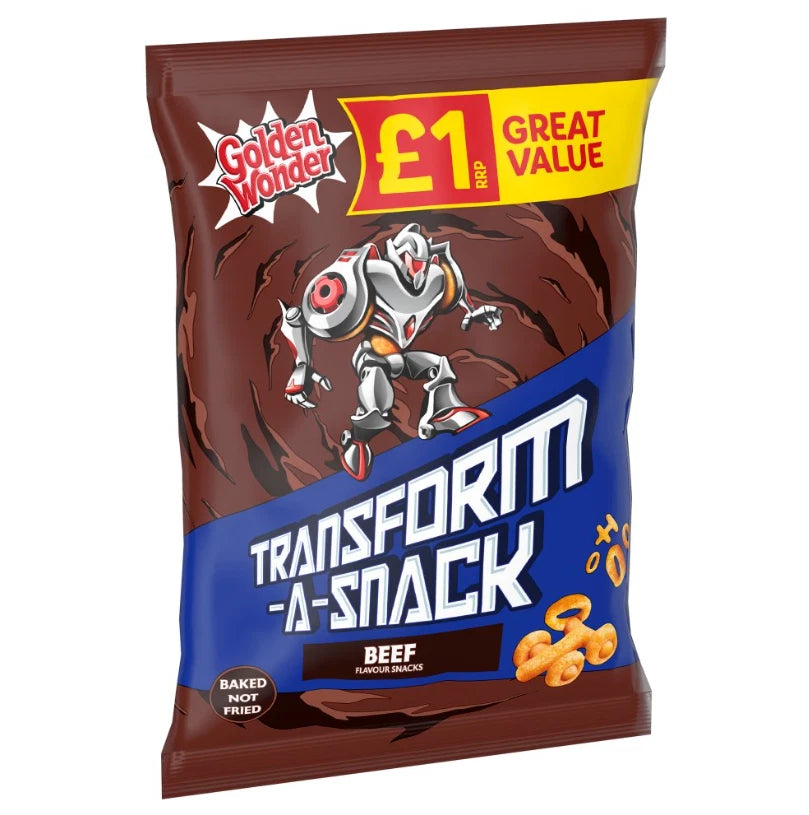 Golden Wonder Transform-a-Snack Beef Flavour Snacks 56g Pack of 18