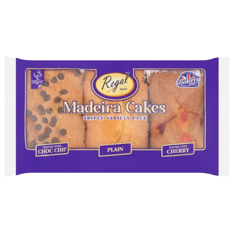 Regal Bakery Madeira Cakes Triple Variety Vanilla, Cherry and Chocolate Chip