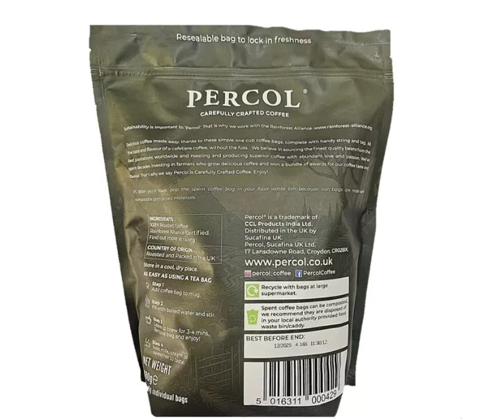 Percol Americano Medium Roast Coffee Bags, 60 x 8g