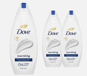 Dove Nourishing Body Wash 0% Sulfate SLES for Softer & Smoother Skin 450ml, 3 Pk