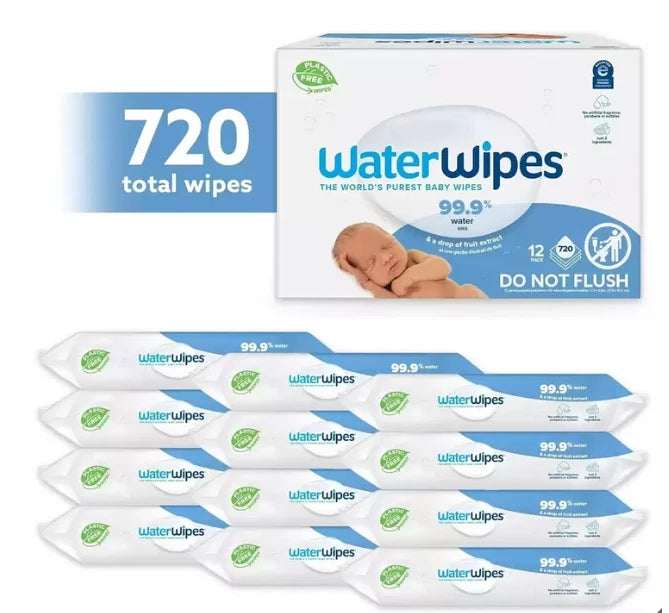 Water Wipe Pure Cotton Wool Packets 60x12 Baby Wipes Cleaning Pack 720 Sheets