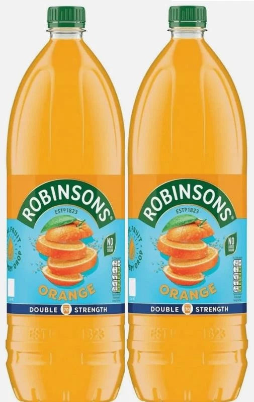Robinsons Real Fruit Double Strength Orange Squash Juice No Sugar Pack 2 x 1.75L