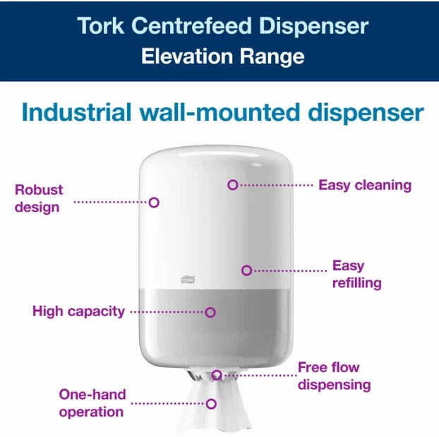 Tork Centrefeed Hand Towel Dispenser M2 Bathroom Toilet Paper Roll Holder White