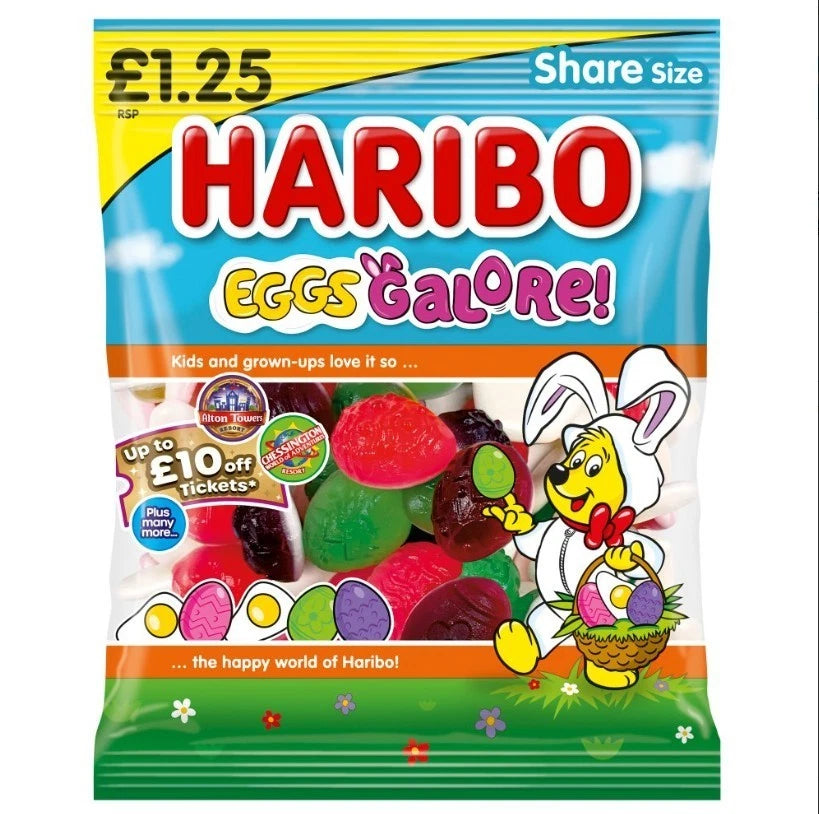 Haribo Share Bags 140g Fruity Fizzy Gummy Jelly Sweets Assorted Flavours 12 Pack