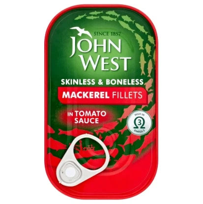 John West Mackerel Fillets Skinless and Boneless in Tomato Sauce 115g x 10