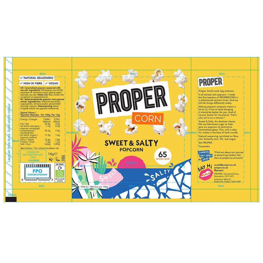 Proper Corn Popcorn Sweet & Salty Mixed Case, 32 x 14g