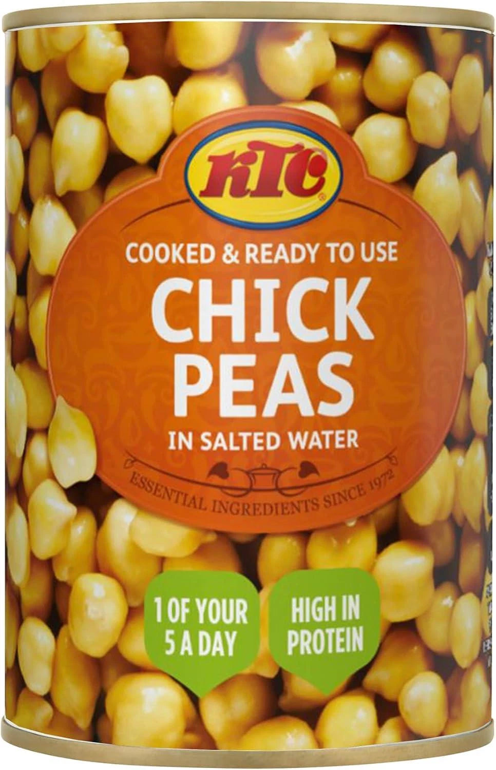 KTC Chick Peas in Salted Water Cooked Chickpea Tin Can Ready to Use Pack 12x400g