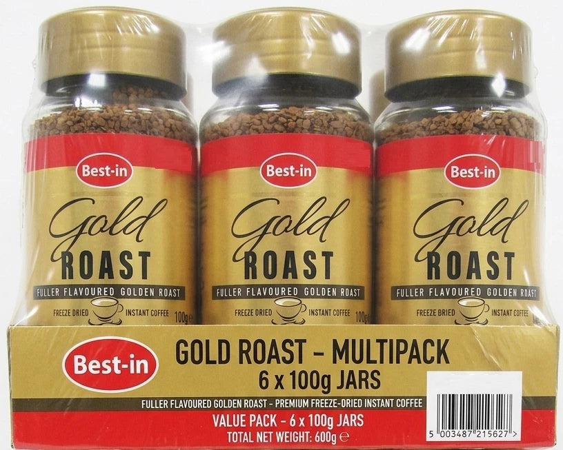 Best-in Gold Roast Freeze Dried Instant Coffee Golden Roast, 100g, Pack of 6