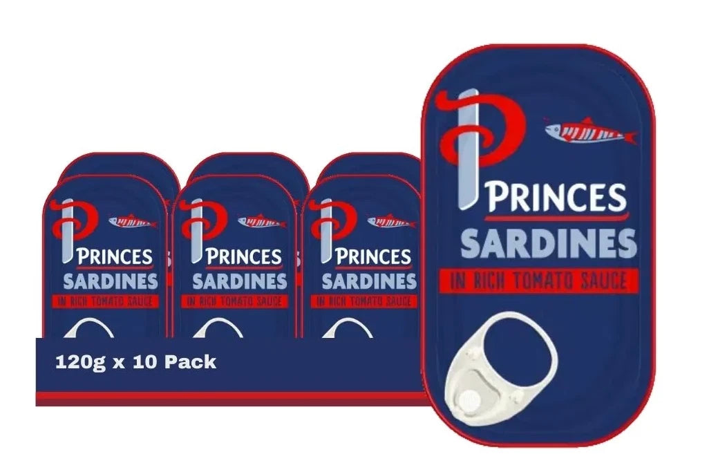 Princes Sardines in a Rich Tomato Sauce 120g Tin x 10 Pack Easy Open Tins