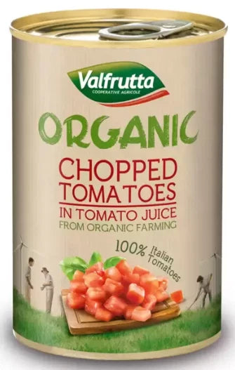 Valfrutta Organic Chopped 100% Italian Tinned Tomatoes 400g - 12 Tin Pack
