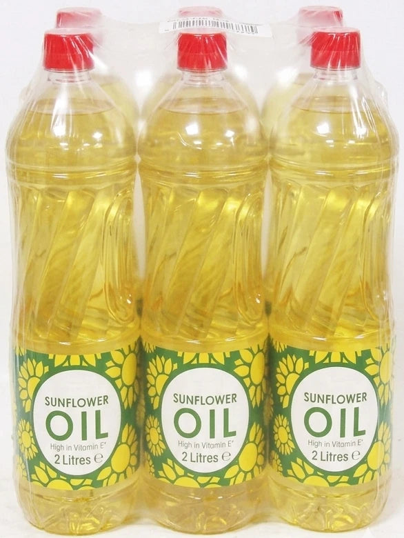 Sunflower Oil 2 Litre pack of 6 Cooking Oil for Frying, Baking & Roasting