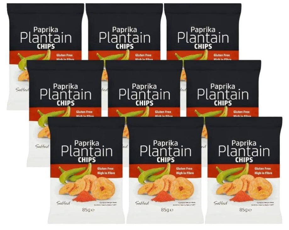 Grace Paprika Plantain Chips 85g x 9 Gluten Free, High in Fibre, Vegan
