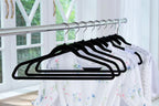 50 x Adult Coat Hangers Clothes Flocked Non-Slip Velvet Grip Space Saving Black