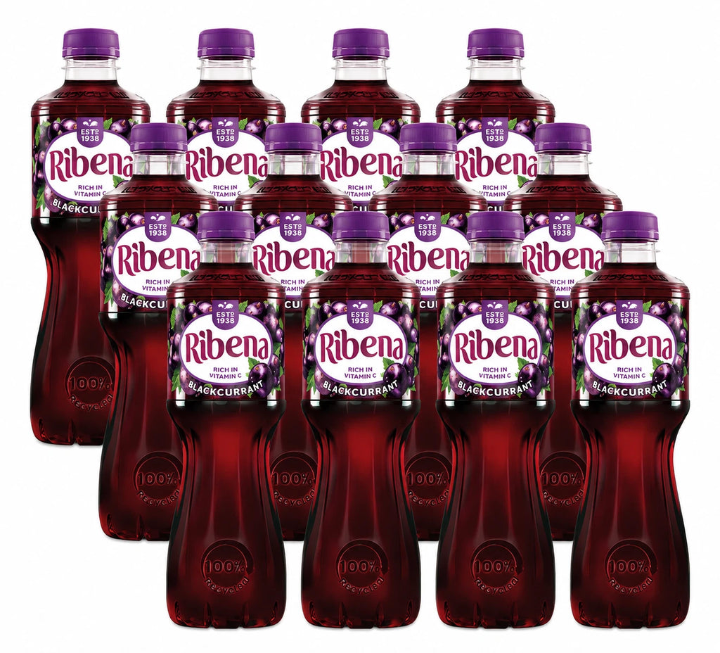 Ribena Blackcurrant Juice Drink 500ml - Pack of 12 Real Fruit Rich In VitaminC