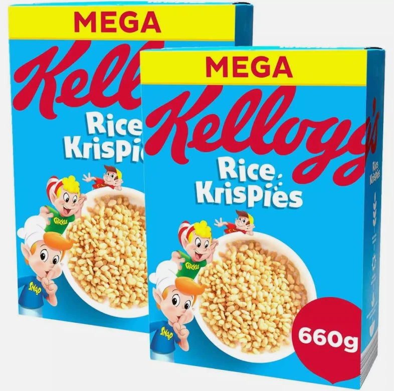 Kellogg's Rice Krispies Breakfast Toasted Grain Rice Cereal Mega Pack 2 x 660g
