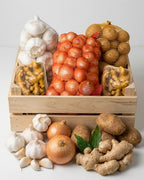 Fresh Vegetables Onions 2.5kg, Garlic 1kg, Ginger 1kg, Potatoes 5kg Bag
