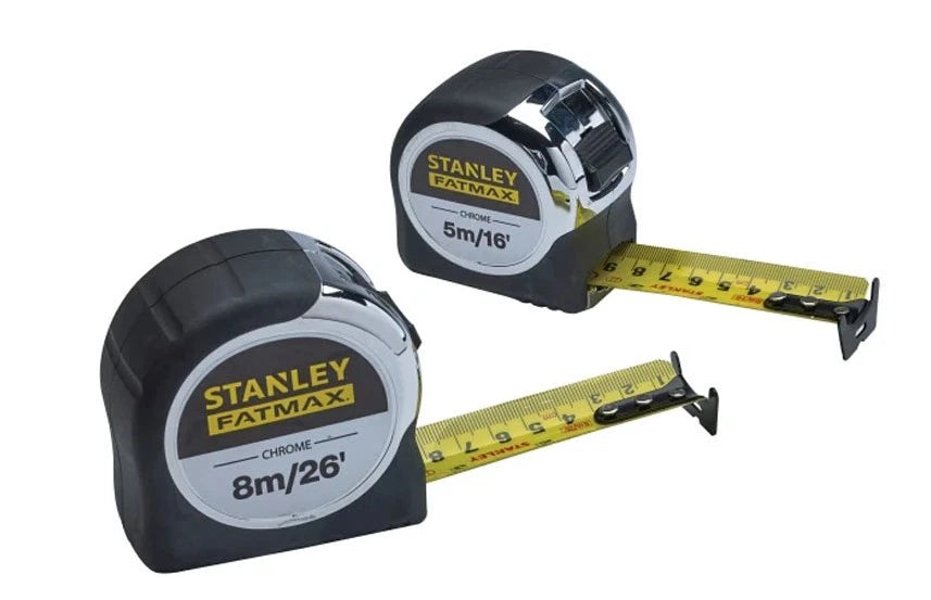 STANLEY FATMAX FMHT43041-0 CHROME POCKET TAPES 5M/16FT & 8M/26FT (TWIN PACK)