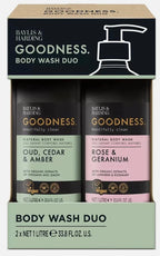 Baylis & Harding Goodness Body Wash Oud Cedar Amber + Rose Geranium Pack 2 x 1L