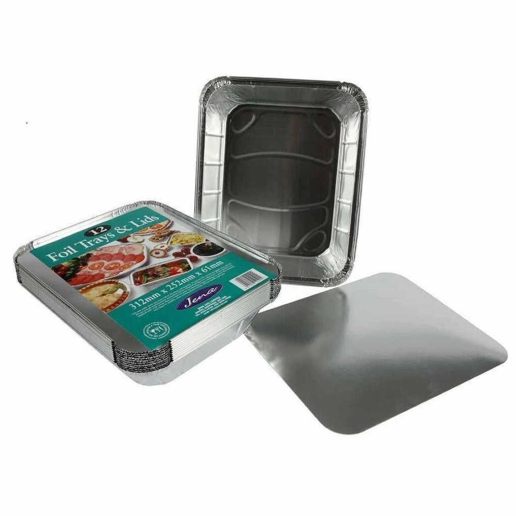 Jena 12 Pack Extra Large Foil Trays & Lids / Party Food Storage