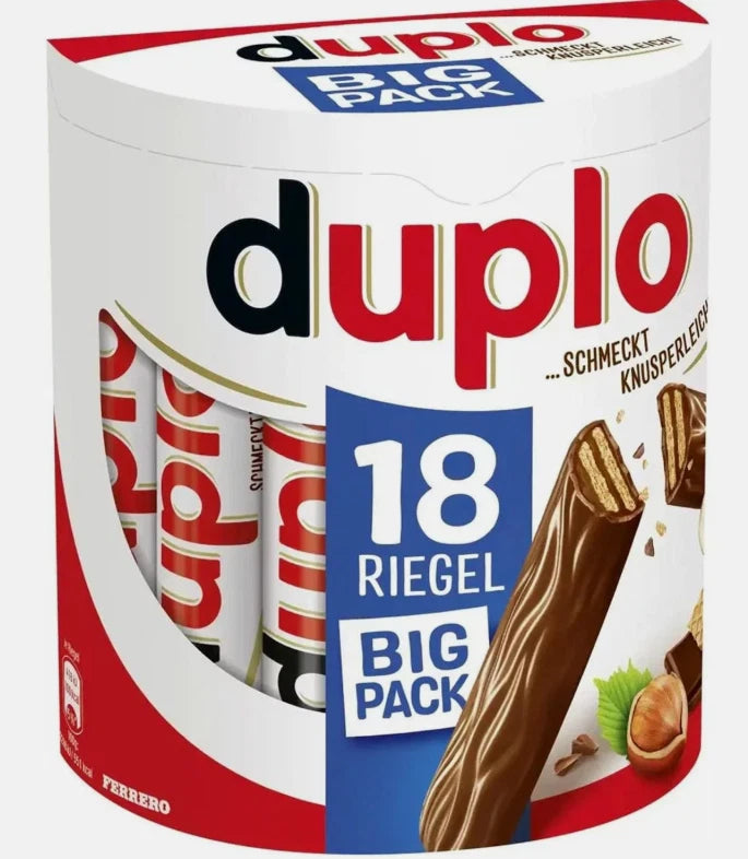 Ferrero Duplo Milk Chocolate Crispy Wafer Cream Filling Bars 327g Pack 18x 18.2g