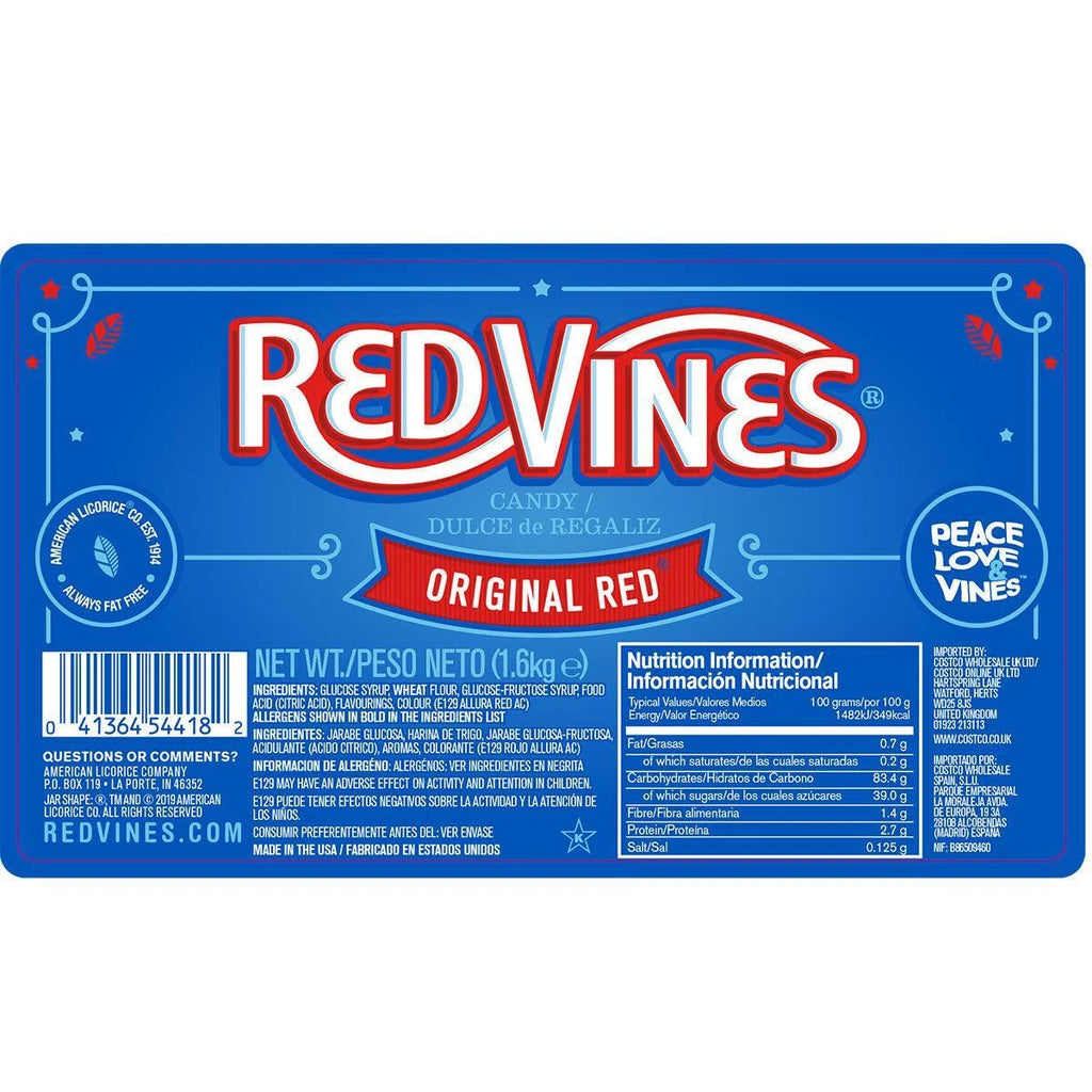 Red Vines Original Red Liquorice Twists 1.6kg Tub