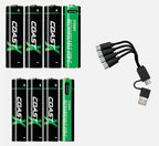 COAST ZITHION-X AA & AAA USB-C Rechargeable Lithium Batteries (8 Pack + Cable