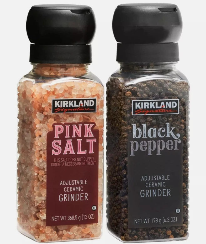 Kirkland Signature Black Pepper Corn Pink Salt Himalayan Grinder Pack + Refill