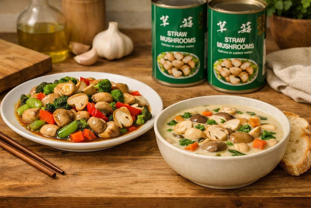 Whole Straw Mushrooms in Water 425g Pack of 2 for Soup Stir Fries and Fried Rice