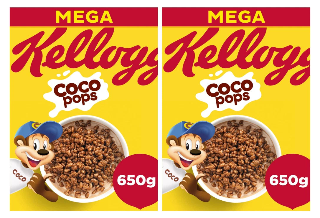 Kellogg's Coco Pops Chocolate Breakfast Cereal, 650g Pack of 2