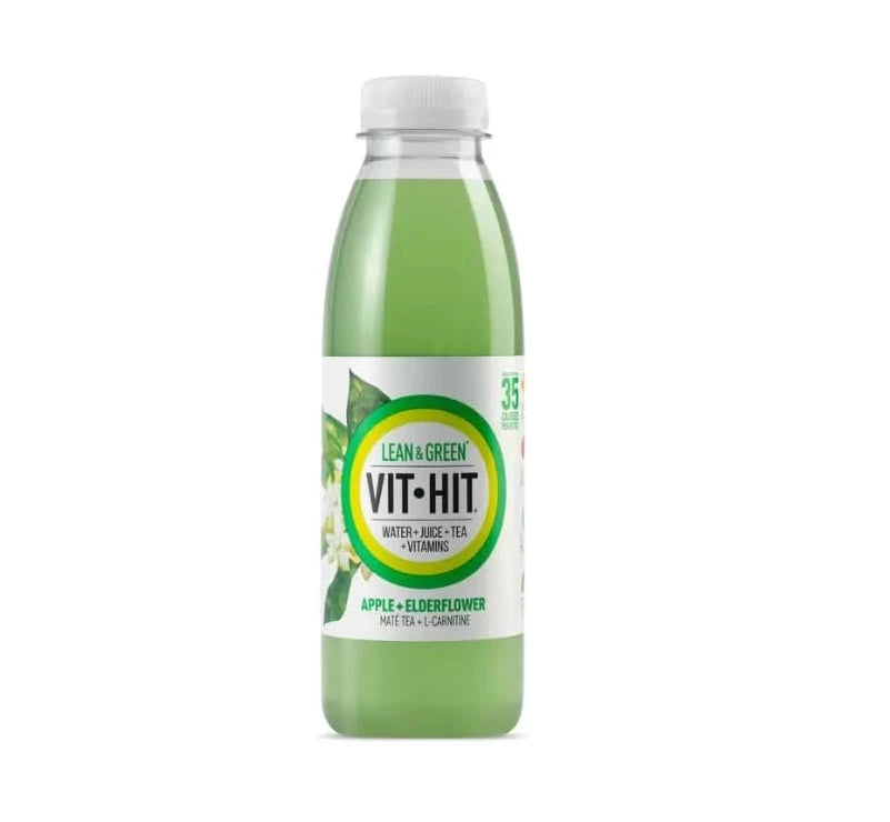 VIT HIT Lean & Green, Apple & Elderflower flavour 12 x 500ml Water +Juice + Tea